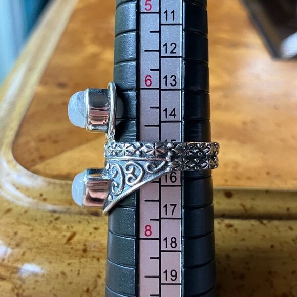 Natural Rainbow Moonstone Sterling Silver Ring Size 7 - Picture 8 of 9